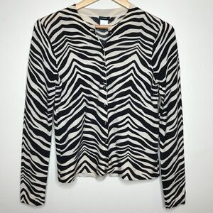 J.Crew Sz M Merino Wool Zebra print cardigan 88876